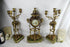 Antique empire French clock set candelabras ram heads paws onyx marble base