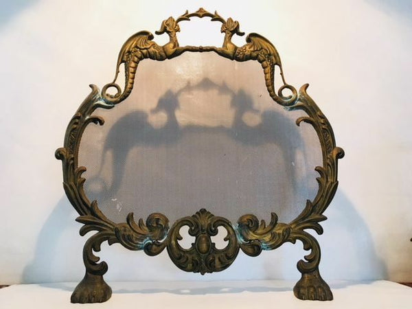 French vintage Japanese Dragons Fireplace screen copper gothic castle  rare