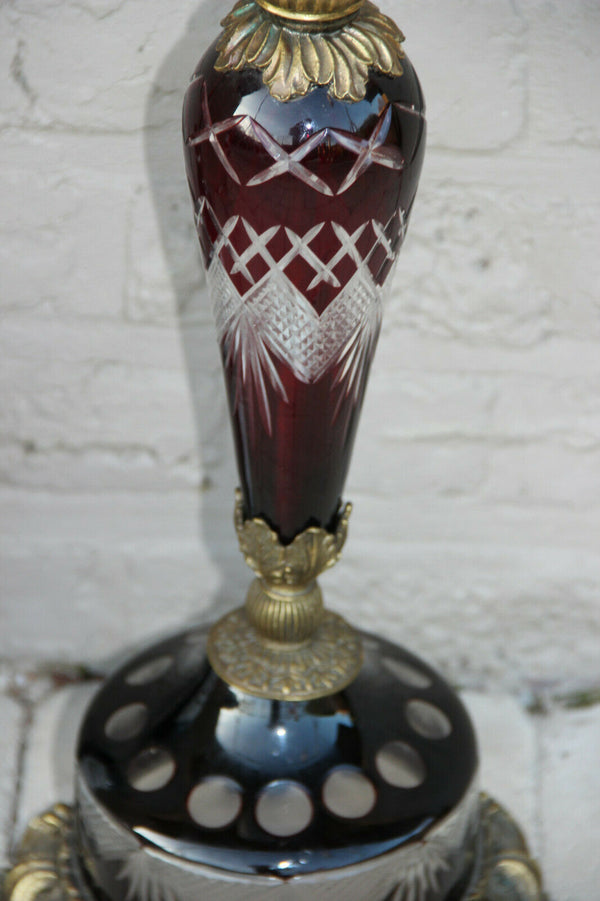 Majestical Czech Bohemian ruby red glass cut Centerpiece Vase