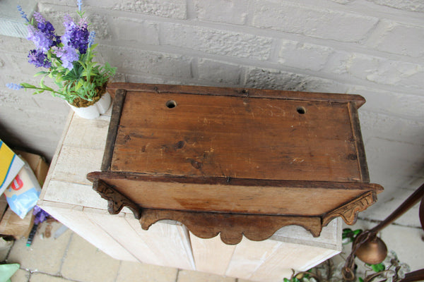 Antique French church altar wood carved holy communion wafer cabinet wall