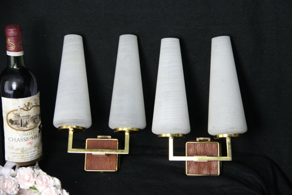 Vintage 1970 teak metal retro wall lights sconces scandinavian