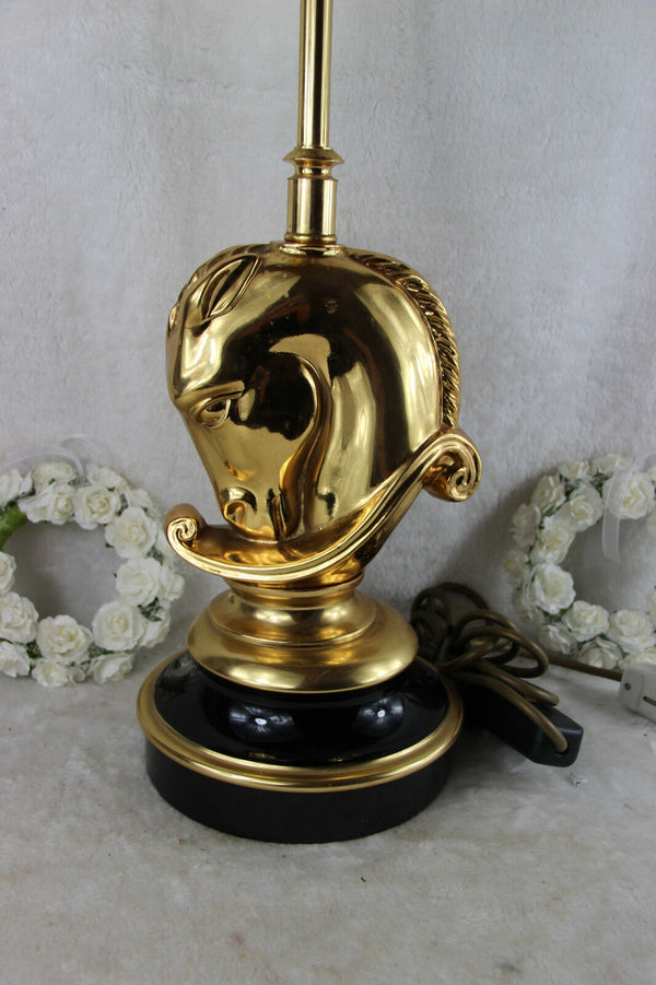 Hollywood Regency MID CENTURY Maison DEKNUDT Horse head table desk lamp 1970