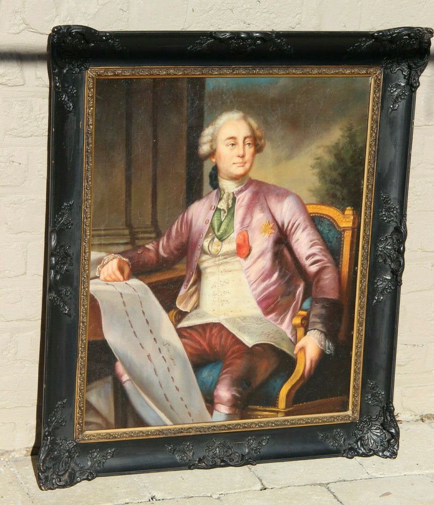 Antique 19th French oil panel painting portrait noble officer man rare top