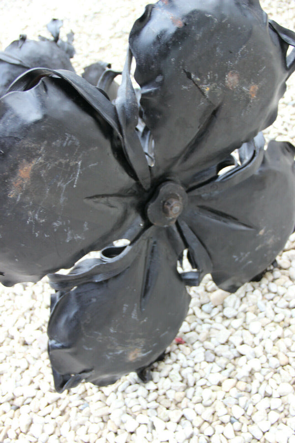 Huge Art nouveau Wrought iron Centerpiece table vase uranium glass Van Boeckel