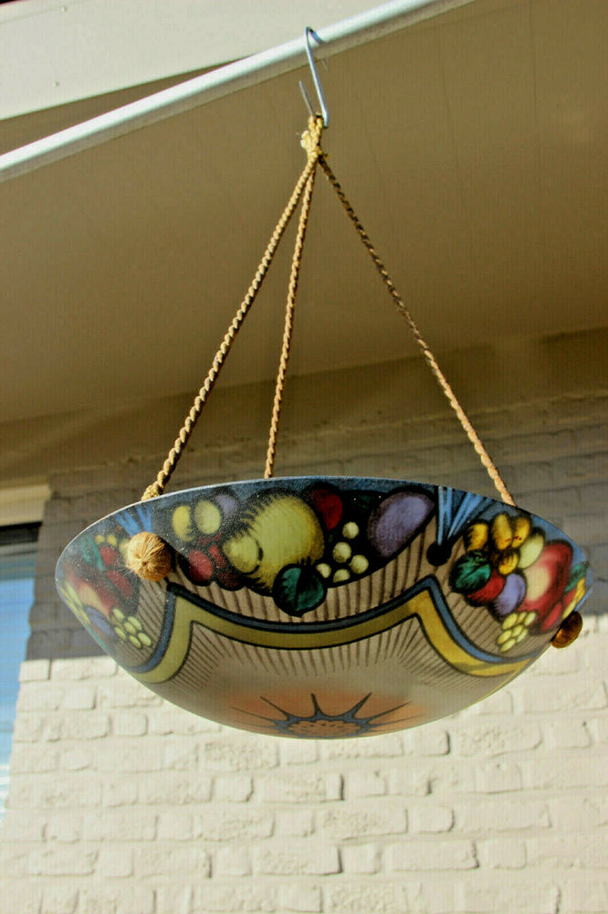 Unusual French ART DECO hand paint fruits Chandelier pendant lamp 1930