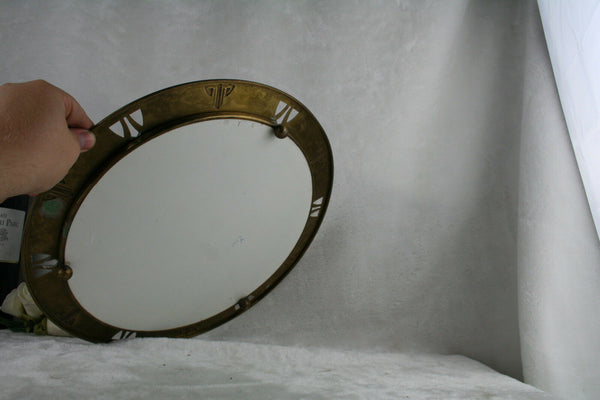 Art nouveau Copper Tray with faience grapes plate attr. Serrurier bovy Belgian