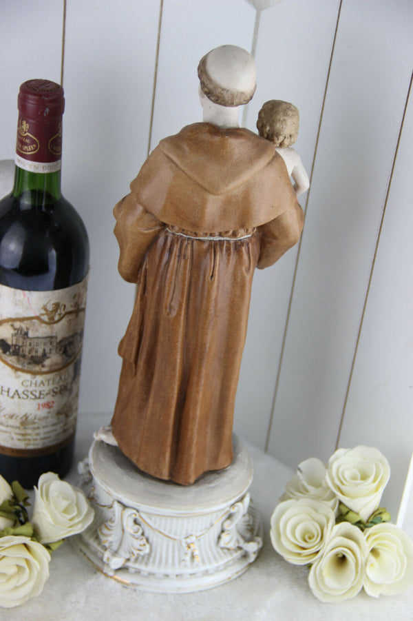 XL Antique French vieux paris porcelain Saint anthony Statue religious figurine
