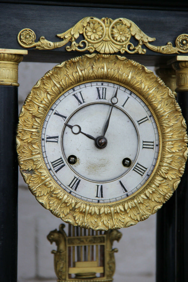 Antique Napoleon III portico column clock dragons pendulum rare 1880s
