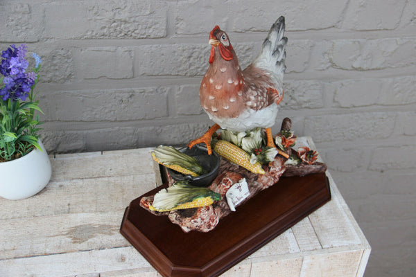 Large Capodimonte porcelain Italian marked  Chicken statue group