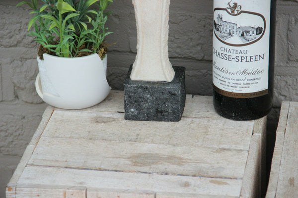 RARE art deco Religious Chalkware Madonna figurine statue stone base marked