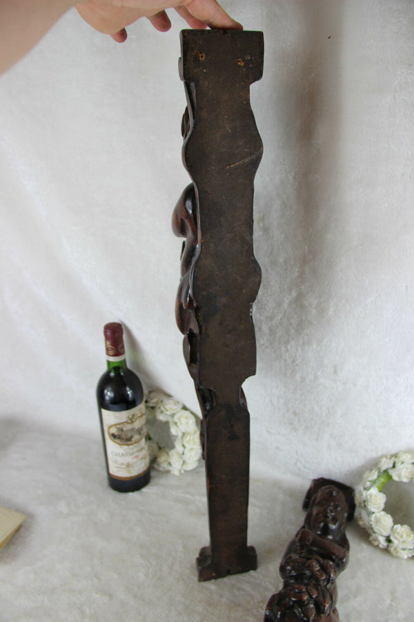 Antique PAIR French wood carved putti Angel panels cabinet parts baroque