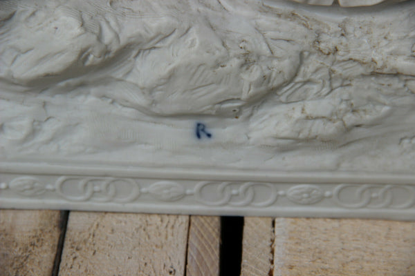 XL German porcelain bisque figurine Group pigeon Romantic victorian