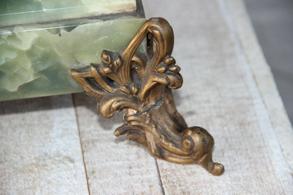 Majestical Onyx marble spelter bronze antique French candlelabras candle holder