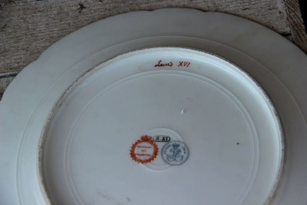 Antique Sevres porcelain marked portrait Louis XVI fleur lys plate 19thc