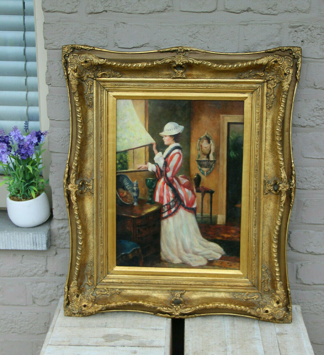 Gorgeous OIL PANEL painting aristocratic lady