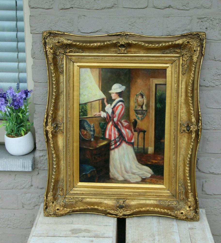 Gorgeous OIL PANEL painting aristocratic lady