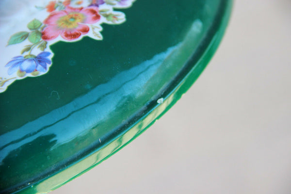 Vintage Porcelain floral centerpiece Bowl lidded lion paws 1970