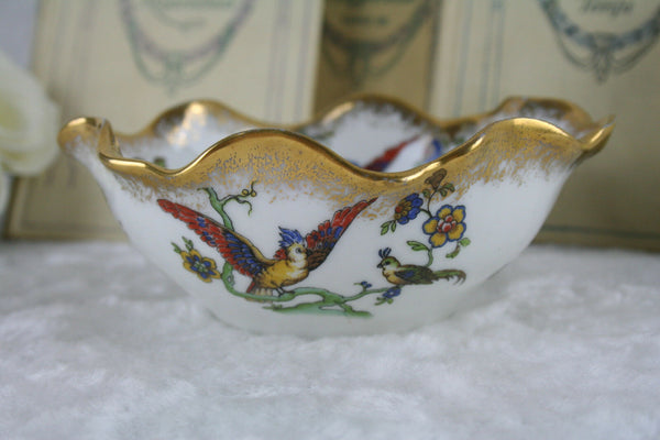 Antique FRENCH LIMOGES signed Birds bowl porcelain