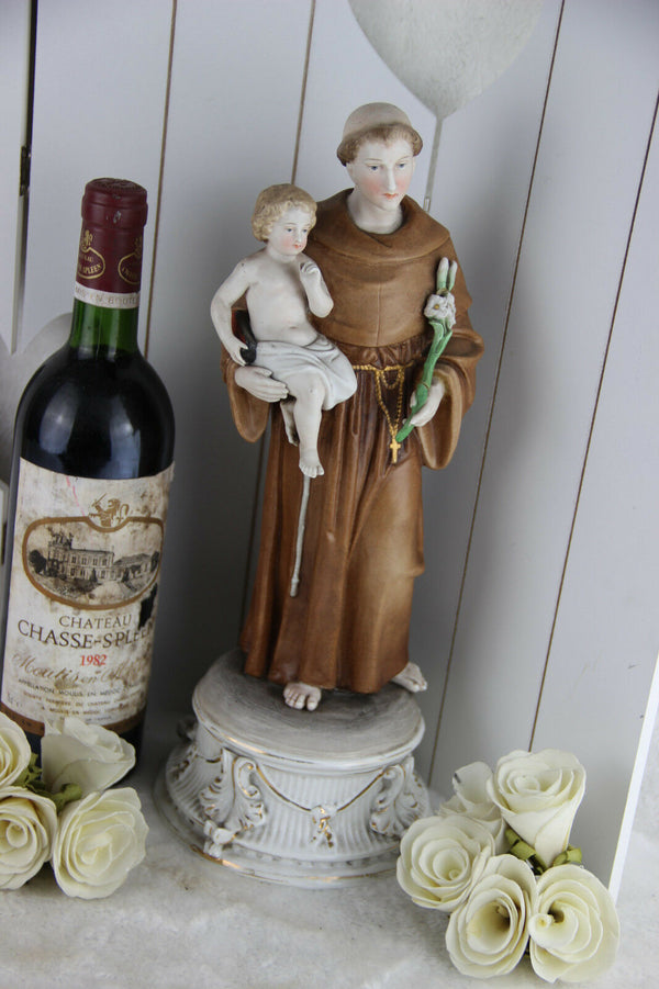 XL Antique French vieux paris porcelain Saint anthony Statue religious figurine