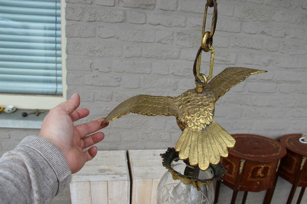 Antique French bronze Eagle bird Lantern pendant chandelier lamp rare