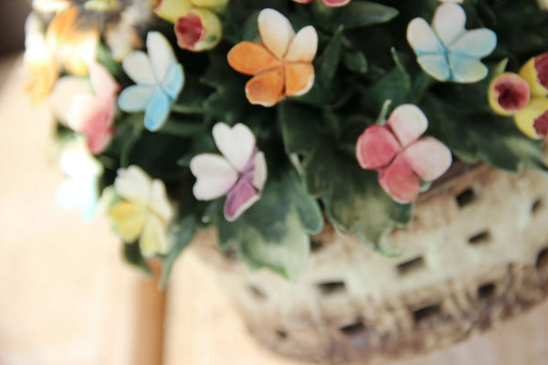 Vintage CAPODIMONTE italian Centerpiece majolica flower bouquet marked 1960