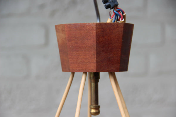 Mid century Retro Scandinavian teak wood glass pendant chandelier Louis Kalff