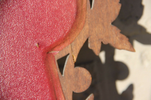 Rare Antique Black FOREST wood carved crucifix meerschaum holy water font