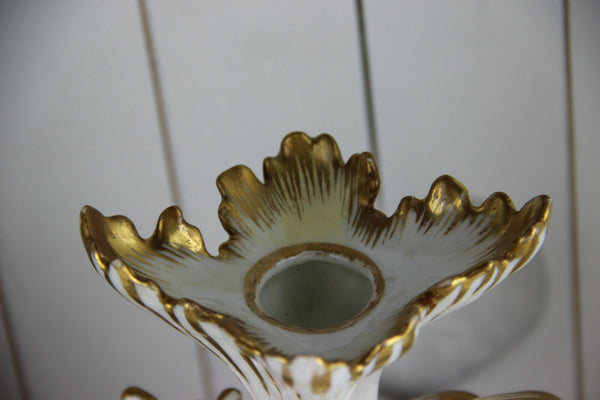 Rare French PAIR antique 19th c vieux paris porcelain Vases Sheperd figurines