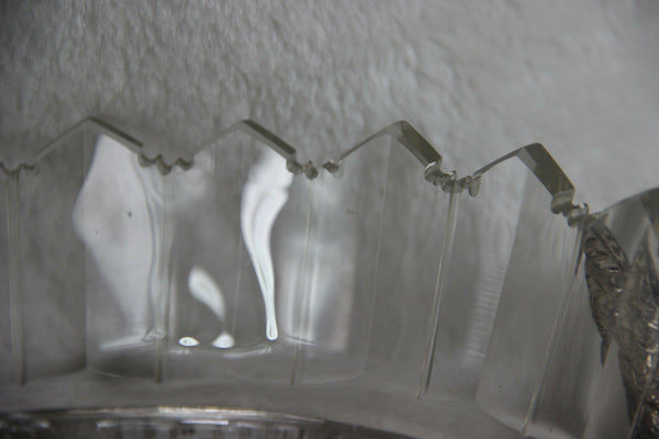 Antique French centerpiece bowl crystal glass cut caryatid mythological figurine