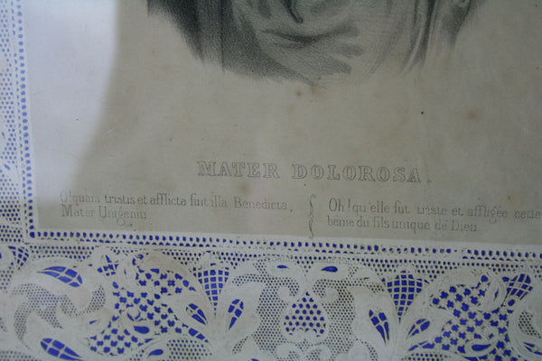 PAIRE FRENCH 19th c portraits Mary JEsus latin text in its original frame wood