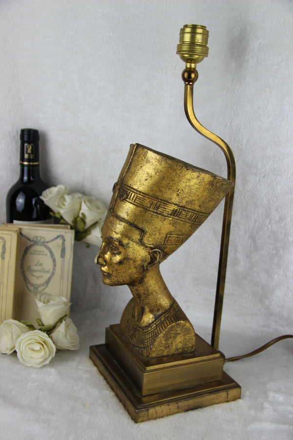 Vintage 70s Cast resin gold gilt Egypt pharao table lamp
