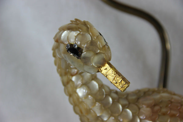 PAIR 1970 Vintage French duck bird matching table lamp mid century Rare