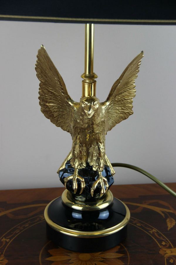 Mid century Bronze eagle Maison Jansen Paris Table lamp Modernist France 1970's
