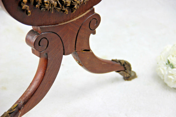 Antique Napoleon III Sewing working table wood carved 1850