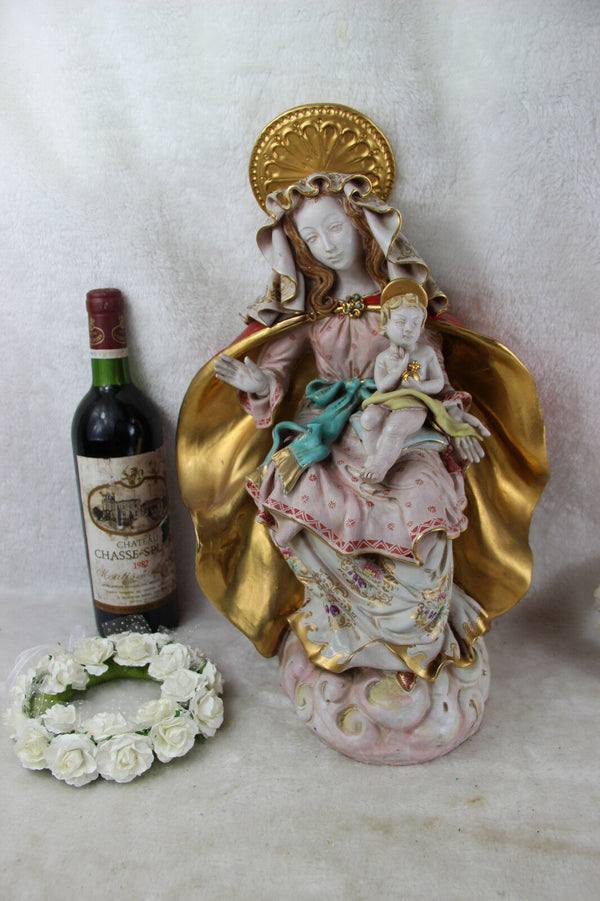 Gorgeous Terracotta polychrome MAdonna statue Pattarino school italian religious