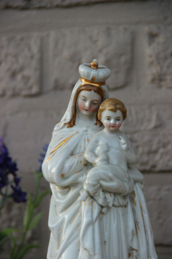 LARGE Antique vieux paris porcelain Madonna religious figurine