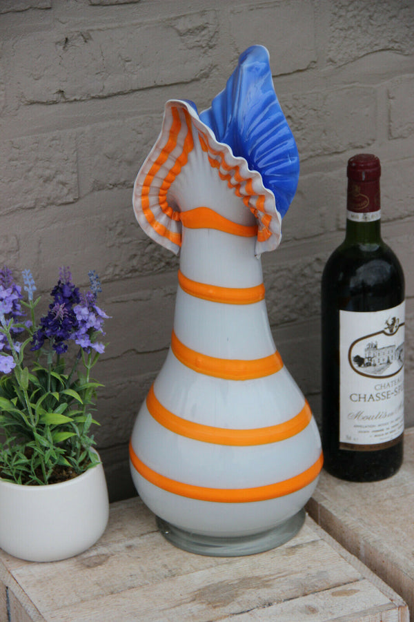 Retro Hand blown Art Glass Murano Vase 1970 Swirl rare shape