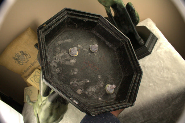 Life size PAIR english Metal 1970 Greyhound whippet couple dogs entrance hall