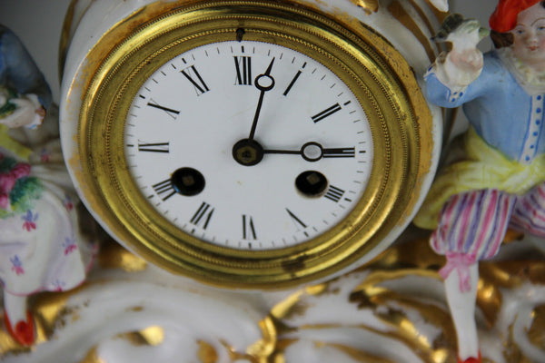 Stunning Antique French porcelain Clock gout de jacob petit figurines bird
