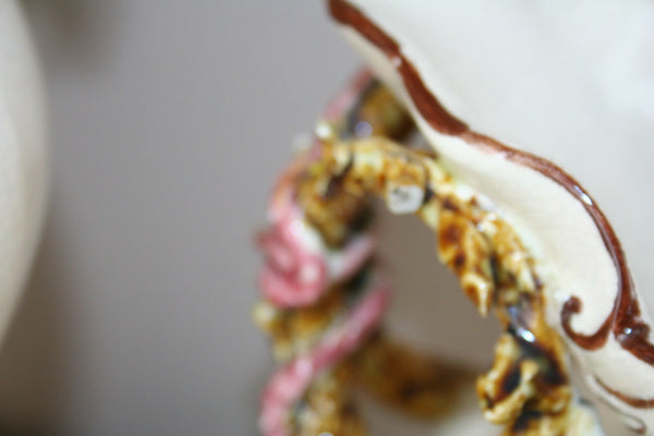 Huge Mantle set Barbotine majolica Garniture vases centerpiece set 1900 French