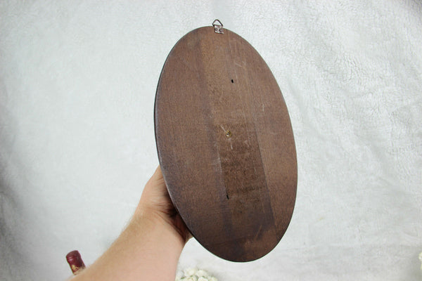 PAIR black forest German wood carved hunting trophy wall panel plaque fox bird