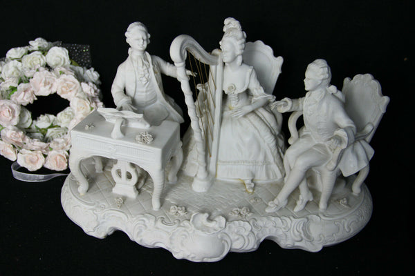 XL German antique UNTERWEISSBACH marked Bisque porcelain group musicians