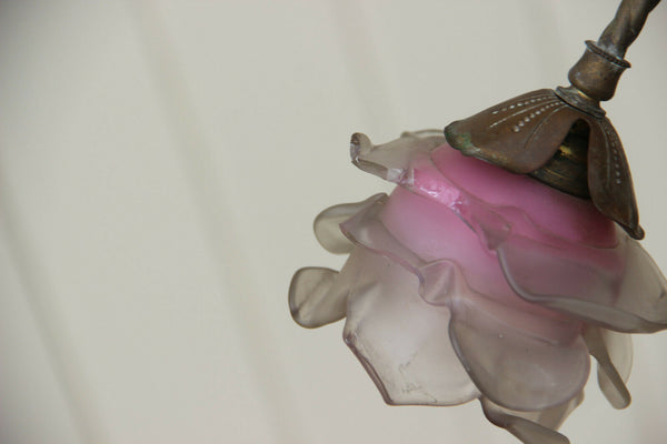 Antique French Art nouveau putti angel spelter Bronze chandelier pendant