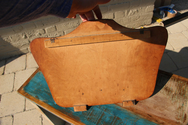 French antique wood wall letter holder hand paint landscape house painting 1920