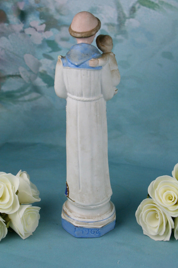 French Biscuit religious Holy Saint Anthony of PAdua with child dated 1968