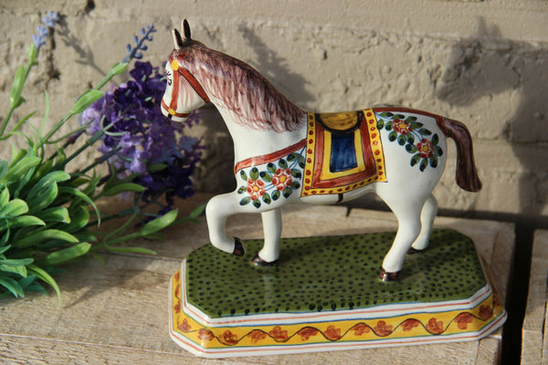 Vintage Dutch MAKKUM tichelaar pottery polychrome horse statue equestrian