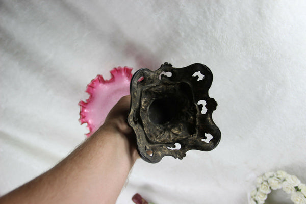 ART NOUVEAU 1900 Nymph Lady Centerpiece bowl coupe table pink glass