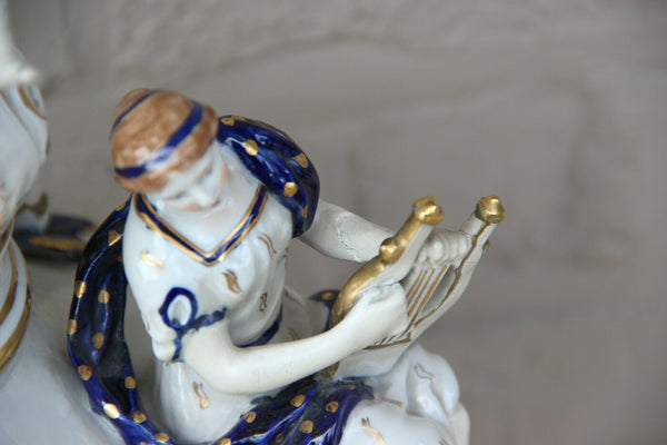 XXL German SCHIERHOLZ Plaue porcelain lidded Vase putti victorian lady marked