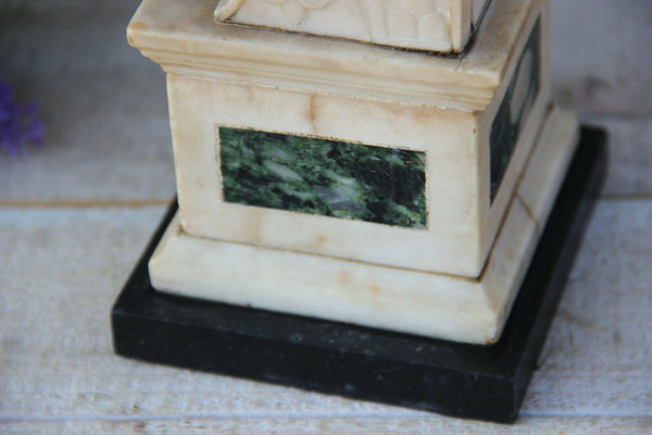 Antique French religious statue saint peter key onyx marble spelter bronze