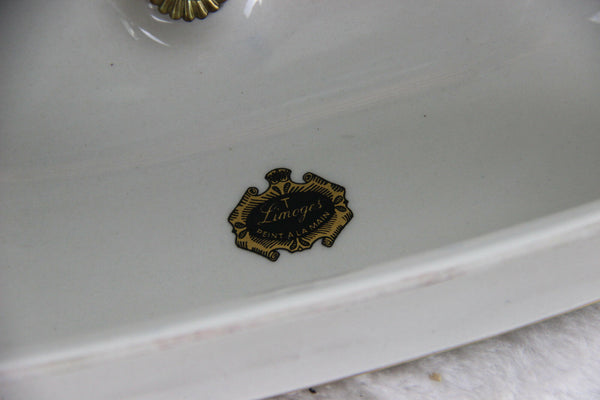 HUGE french Limoges marked Porcelain bronze centerpiece coupe table victorian